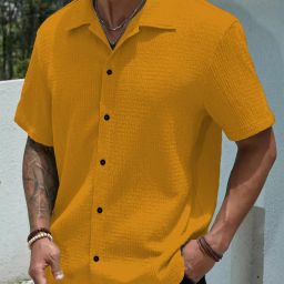 Men Slim Fit Solid Cut Away Collar Casual Shirt-image-42