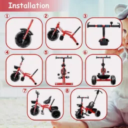evohome Kids|Baby Trike|Tricycle with Safety Guard for Kids|Boys|Girls Age 2 to 5 Years FLOOR RED EV HANDLE Tricycle image 4
