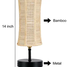 Devansh Beige Colored & Black Solid Table lamp with Bamboo Shade image 4