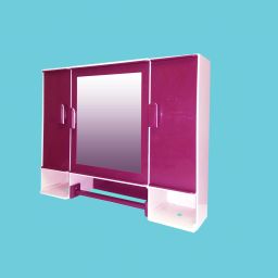 Diplomat Off White Burgundy 3 MM Thickness 20" x 4" x 16" Bathroom Cabinet With Mirror Plastic Wall Shelf-image-58