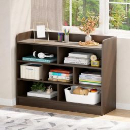 MR-008 Wenge (Zig-zag) Multipurpose Engineered Wood Close Book Shelf-image-36