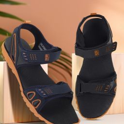 Men K1422G Men's Stylish Lightweight & Durable Navy Blue - Orange Velcro Sandals Sandal-image-42