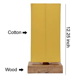 Devansh Yellow & Brown Solid Column Table Lamp image 3