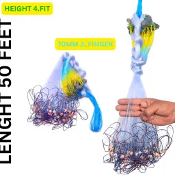 GILLNET 3 FINGER HEIGHT 4 FT LENGHT 50 FEET Fishing Net-picture-14