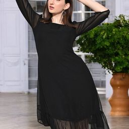 ZEUGEN Women Solid A-Line Knee Length Dress-image-66
