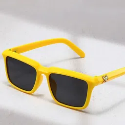AUGEN Unisex Black Lens & Yellow Rectangle Sunglasses with-picture-51