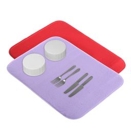 Kuber Industries 2-Pcs Red & Green Non Slip Dish Drying Mats-8