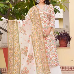 Moda Rapido Floral Printed Round Neck Striaght Kurta with Trousers & Dupatta-picture-57
