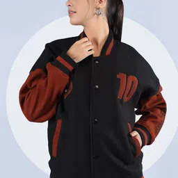 The Roadster Lifestyle Co Oversized Fit Winter Wear Varsity Jacket With Ribbed Cuffs-picture-25