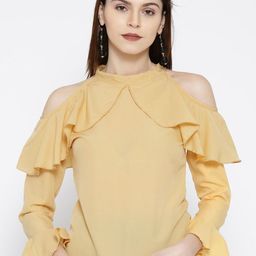 Moda Rapido Cold-Shoulder Ruffles Crepe Top-picture-26