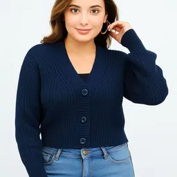 FEVERFEW Women Striped Woollen Cardigan Sweater-picture-19