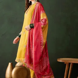 Sangria Printed Long Sleeves Kurta & Trousers With Dupatta image 4