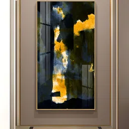 THE NEXT DECOR Black & Yellow Nightfall Glass Finish Vertical Wall Art-image-94