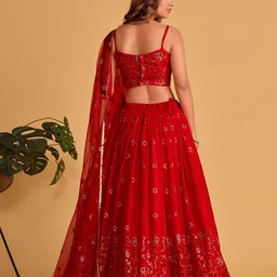 ODETTE Embellished Sequinned Semi-Stitched Lehenga & Unstitched Blouse With Dupatta image 4