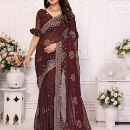 Ambuja International Embellished Embroidered Pure Silk Saree-image-80