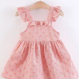 LULU & SKY Girls Floral Printed Pinafore Square Neck Knee Length Dress-image-90