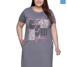 IN Love Pack of 2 Women Plus Size Front Printed Cotton Nighty Chemise-image-62