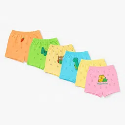 KIDBIRD Girls Pack Of 6 Printed Combed Cotton Mid-Rise Boyshort Briefs-picture-56