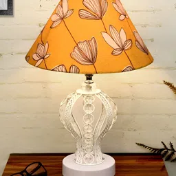 Homesake Off White Printed Metal Industrial Triangle Table Lamp-52
