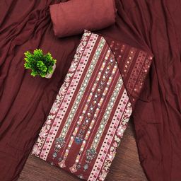 SHADOW & SAINING Floral Printed Mirror Work Unstitched Dress Material-picture-27
