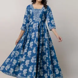 Da Vastraagaar Women Ethnic Motifs Printed Floral Anarkali Kurta-picture-57