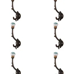 IndianShelf Green & Black 6 Pieces Ceramic Wall Hooks-image-89