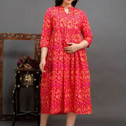 CELEBRAVO Women Printed Fit and Flared Maxi Maternity Ethnic Dresses-picture-51