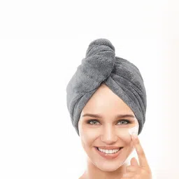 Fezora Grey Cotton 500 GSM Hair Towel Wrap-image-14