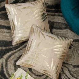hosta homes Cream Velvet Abstract 16X16 Inches Cushion Covers (Pack of 2)-picture-21