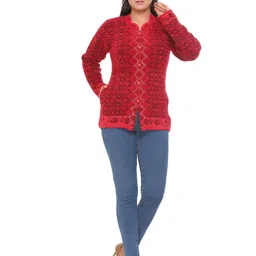 WOOL 4U Women Printed Woollen Cardigan-image-95