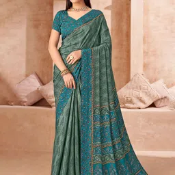 Reboot Fashions Floral Pure Silk Saree-picture-1