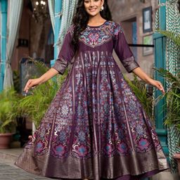 Juniper Ethnic Motifs Print Satin Fit & Flare Maxi Dress-picture-51