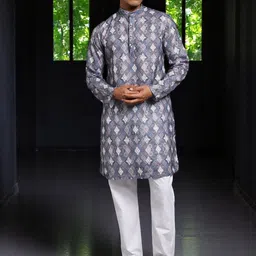 TRYBUY.IN Men Geometric Printed Kurta-image-11