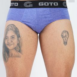 GOTO Pack Of 2 Mid-Rise Basic Briefs Mel lycra outer elastic BLUE LGREY 2Ps-picture-13