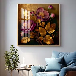 THE NEXT DECOR Petals in Harmony Glass Finish Square Wall Art-image-6