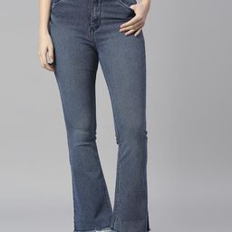 Rea-Lize Women Bootcut High-Rise Light Fade Acid Wash Stretchable Jeans-image-44