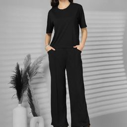 Mast & Harbour Round Neck T-Shirt With Trousers Co-Ords-image-122