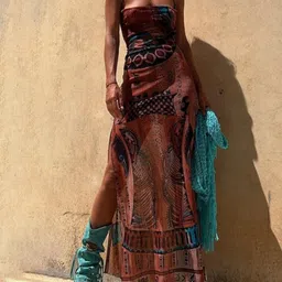 StyleCast x Revolte Print Georgette Maxi Dress-image-32