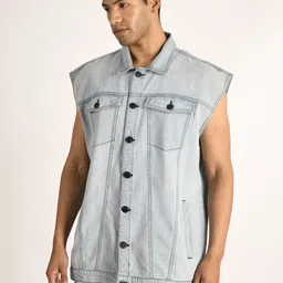 The Roadster Lifestyle Co. Men Solid Oversized Pure Cotton Denim Jacket-picture-7