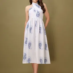 OBSHIVKA Women Paisley Printed Fit & Flare Midi Dress-image-84