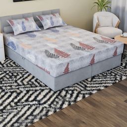 Myntra Elegant Homes Grey 150 TC Pure Cotton King Fitted Bedsheet Set 1.9 m x 1.9 m-image-61