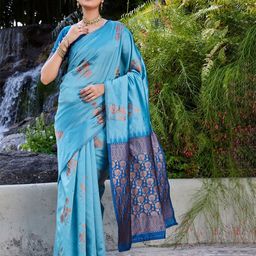 ZILVIRA Ethnic Motifs Zari Silk Blend Kanjeevaram Saree-image-67