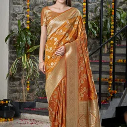 SAREETHNIC Woven Design Zari Pure Silk Banarasi Saree-picture-50