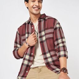 Urban Ranger by pantaloons Men Original Slim Fit Tartan Checks Opaque Checked Casual Shirt-image-93