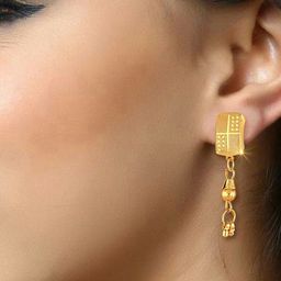 DIVASTRI Gold-Plated Contemporary Shaped Drop Earrings-45