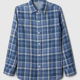 GAP Boys Checked Cotton Relaxed-Fit Shirt With Patch Pocket-image-76