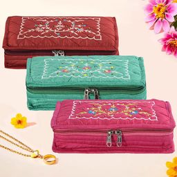 Kuber Industries Maroon & Green 3 Pieces Jewellery Organiser-71