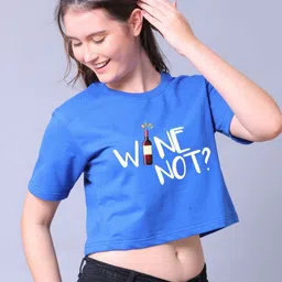 Lazy Lush Women Typography Printed Cotton Crop Top-image-90