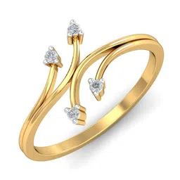 KUBERBOX Tender Branches 18KT Gold Diamond-Studded Finger Ring-1.76gm-image-21