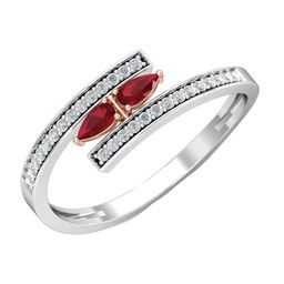 KUBERBOX Liora 18KT White Gold Diamond Ruby Studded Ring-1.64gm-image-4